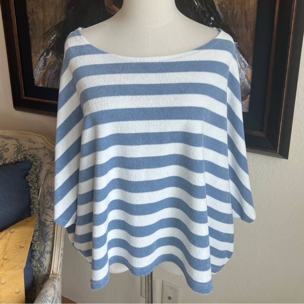 NWOT Mer Sea Blue White Terry Top OS